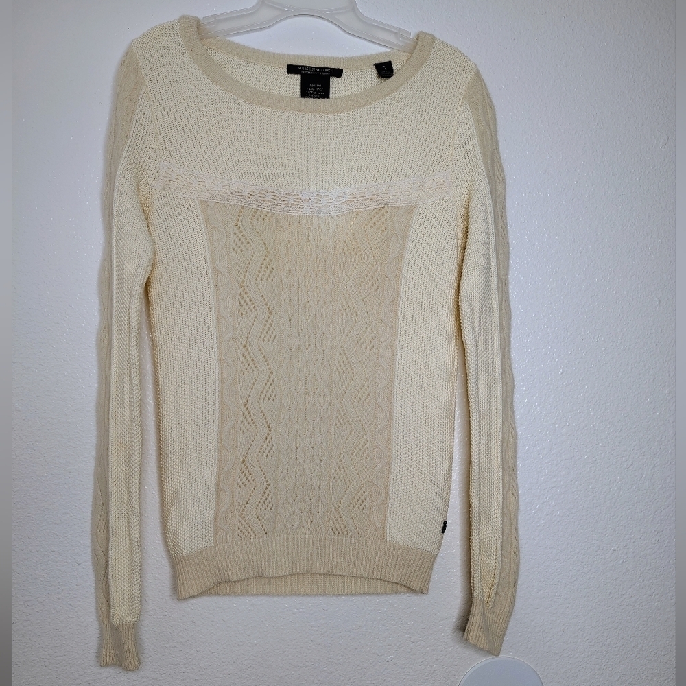 Maison Scotch Cream Lamb wool/ Angora Blend Knit Jumper Sweater Sz 1 / Small